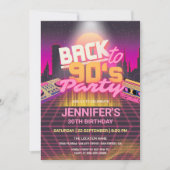 Invitation Retro Retour aux années 90 Neon Glow Birthday Part (Devant)