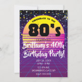 Invitation Retro - Rétro pour la fête du soleil jaune violet  (Devant)