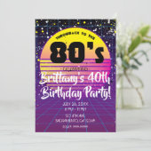 Invitation Retro - Rétro pour la fête du soleil jaune violet  (Debout devant)