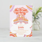 Invitation Retro Roller Patinage Anniversaire Fille laisser r (Debout devant)