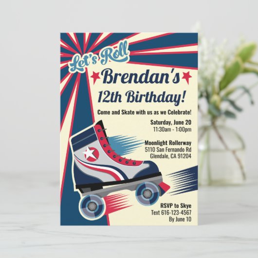 Invitation Retro Roller Skate Party (Debout devant)