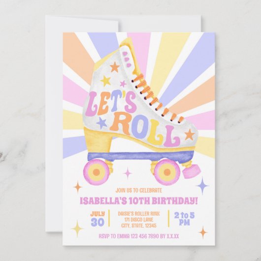 Invitation Retro Roller Skate Party (Devant)
