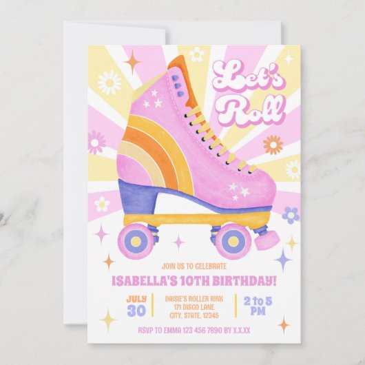 Invitation Retro Roller Skate Party (Devant)