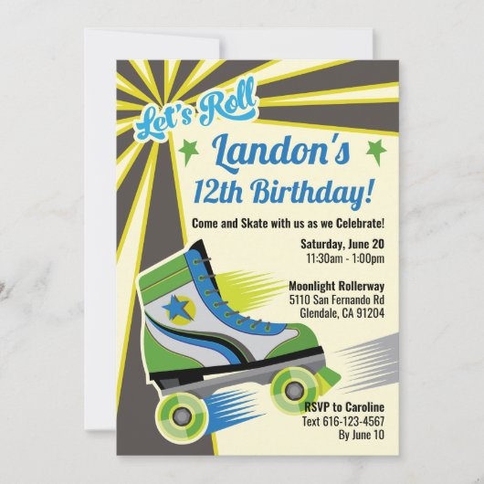 Invitation Retro Roller Skate Party (Devant)