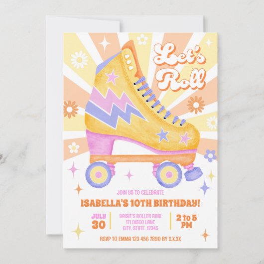 Invitation Retro Roller Skate Party (Devant)