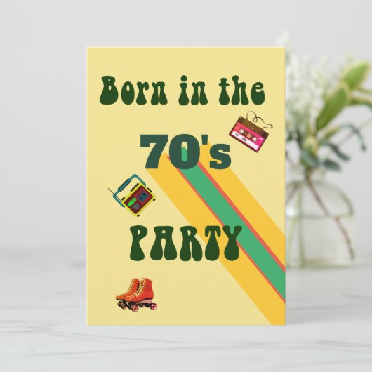 Invitation Retro Roller Skates Tapes 50e fête d'anniversaire (Debout devant)