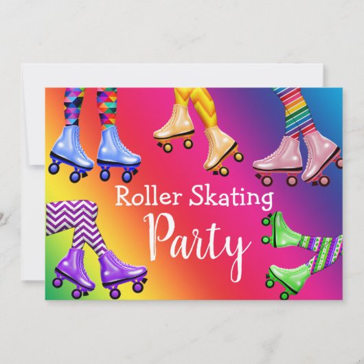 Invitation Retro Roller Sking fête d'anniversaire (Devant)