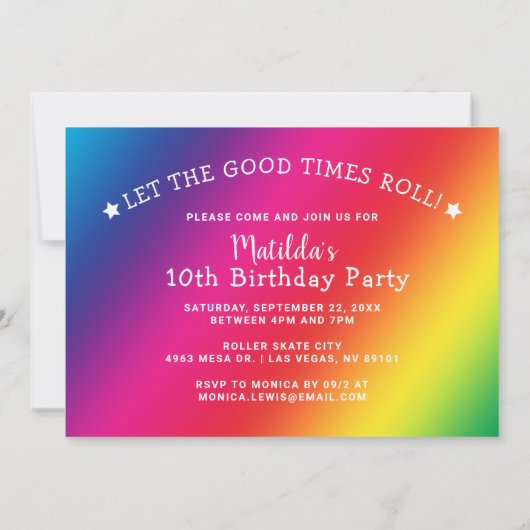 Invitation Retro Roller Sking fête d'anniversaire (Dos)