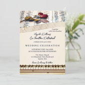 Invitation Retro Romantic Classical Music Rose Wedding (Debout devant)
