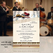 Invitation Retro Romantic Classical Music Rose Wedding