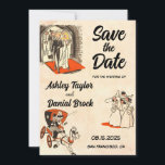 Invitation Retro Romantic Couple Comic Wedding Enregistrer la<br><div class="desc">Retro Romantic Couple Mariage comique Enregistrer la date Invitation.</div>