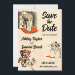 Invitation Retro Romantic Couple Comic Wedding Enregistrer la<br><div class="desc">Retro Romantic Couple Mariage comique Enregistrer la date Invitation.</div>