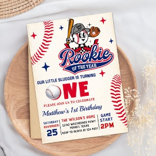 Invitation Retro Rookie de l'année Baseball 1er anniversaire