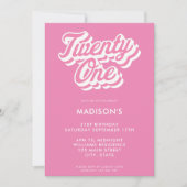 Invitation Retro rose 21e anniversaire (Devant)