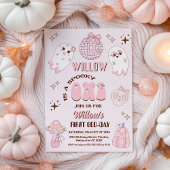 Invitation Retro rose Brown Halloween Éffrayant Un 1er annive