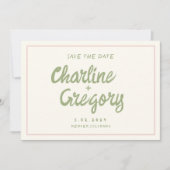 Invitation Rétro rose écriture de mariage Enregistrer la date (Devant)