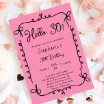 Invitation Retro rose et noir manuscrit 30e fête d'anniversai<br><div class="desc">Retro rose & noir manuscrit 30e anniversaire de fête Invitation - Bonjour 30! Une invitation à l'anniversaire chic et élégante, conçue pour elle, ludique mais élégante. Doté d'une palette sophistiquée de rose et de noir, cet invitation est encadré d'un cadre décalé, dessiné à la main, d'un arc de cercle pour...</div>