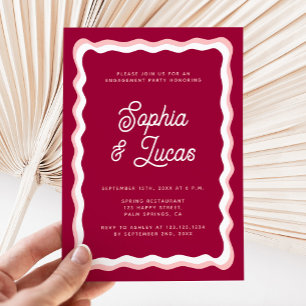 Invitation Retro Rose Magenta Fuchsia Chic Engagement Party
