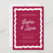 Invitation Retro Rose Magenta Fuchsia Chic Engagement Party (Devant)