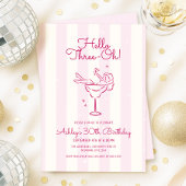 Invitation Retro rose main Drawn Cocktail Glass 30e anniversa