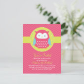Invitation Rétro rose mignon de hibou et anniversaire Girly (Debout devant)