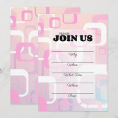 Invitation rétro rose milieu du siècle dernier à c (Devant / Derrière)