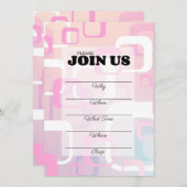 Invitation rétro rose moderne du milieu du siècle  (Devant / Derrière)