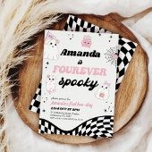 Invitation Retro Rose Noir Foureuse Éffrayant 4e anniversaire