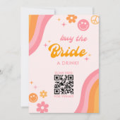 Invitation Retro Rose & Orange Acheter The Bride a Drink (Devant)