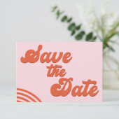 Invitation Retro Rose Rouge Arc Mariage Enregistrer La Date C (Debout devant)