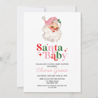 Invitation Retro Rose Santa Baby Fête de Bébé