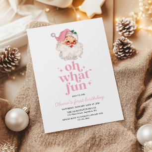 Invitation Retro rose Santa oh quelle fête d'anniversaire