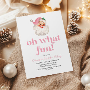 Invitation Retro rose Santa oh quelle fête d'anniversaire