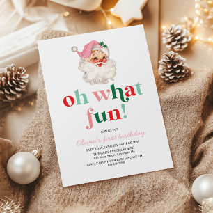Invitation Retro rose Santa oh quelle fête d'anniversaire