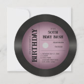 Invitation Retro Rose Vignette Vinyl Record 50ème Anniversair (Devant)