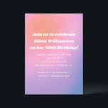 Invitation Retro rose violet dégradé 40e fête d'anniversaire<br><div class="desc">Un somptueux ombré pastel de rose, violet et orange douce crée un décor vibrant pour célébrer un anniversaire marquant. Le blanc gras apparaît sur le dégradé lisse pour un look moderne et élégant. Ce design s'adapte aux soirées et aux adultes amoureux du plaisir qui entrent dans une nouvelle décennie avec...</div>