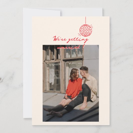 Invitation Retro Rouge main dessinée Écrit mignon Mariage pho (Dos)