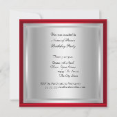 Invitation rétro rouge pour une fête d'anniversair (Dos)