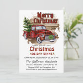 Invitation Retro Russe Camion Rouge Noël Dîner de Noël (Debout devant)