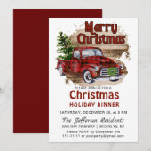 Invitation Retro Russe Camion Rouge Noël Dîner de Noël (Devant / Derrière)