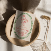 Invitation Retro Rustique main tiré Rouge Noël Fête de lapin