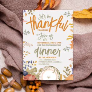 Invitation Retro Sage Automne Thanksgiving Diner Aquarelle