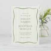 Invitation Retro Sage Green Wedding (Debout devant)