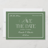 Invitation Retro Sage Green Wedding Save the date Photo (Devant)