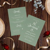 Invitation Retro Sage Moss Green All In One QR Code Mariage
