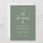 Invitation Retro Sage Moss Vert Mariage Code QR Tout En Un (Devant)