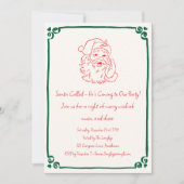 Invitation Retro Santa Christmas Party Whimsical Doodle (Devant)