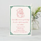 Invitation Retro Santa Christmas Party Whimsical Doodle (Debout devant)
