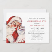 Invitation Rétro Santa Claus Fête NOËL EVE (Devant)