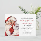 Invitation Rétro Santa Claus Fête NOËL EVE (Debout devant)